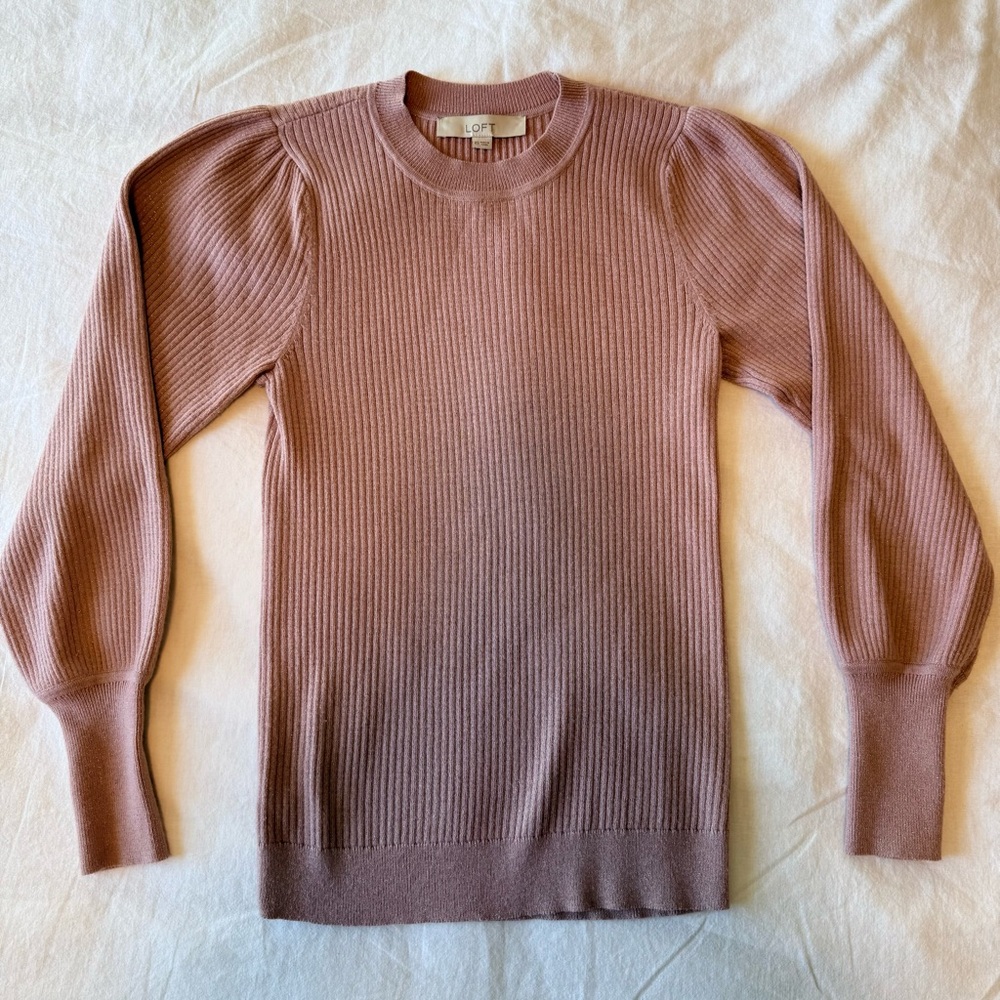 LOFT Mauve Ribbed Knit Top